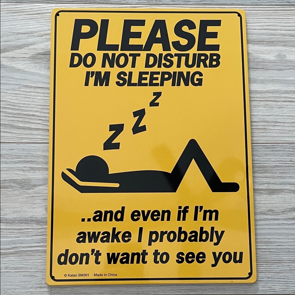 Do Not Disturb Sleeping Metal Sign Yellow Funny Door Sign NEW